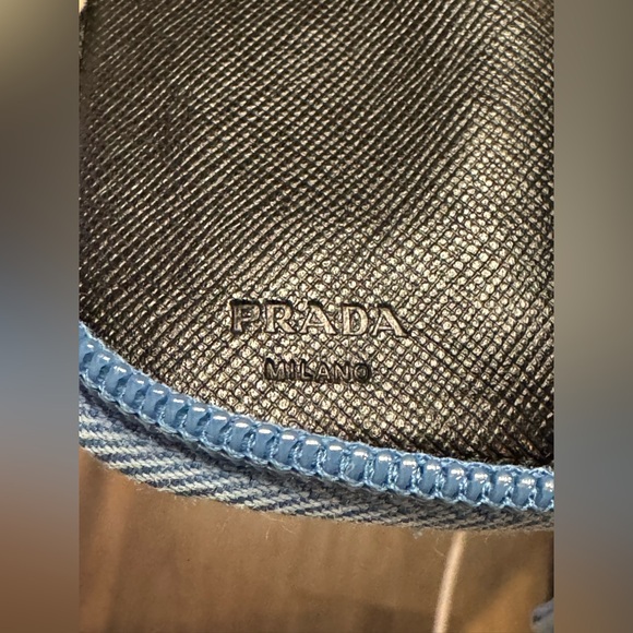 Prada Nylon Saffiano Zip Around key card holder Baby Blue with authenticity card - Picture 12 of 15